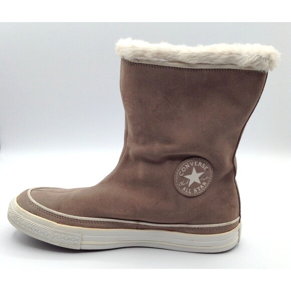 Converse All-Star Chuck Taylor Boots Wn 10 Beige Beverly Suede Faux Fur Platform - Picture 7 of 14